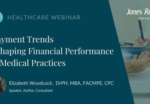An informational image about the healthcare webinar: '7 Payment Trends Reshaping Financial Performance for Medical Practices'