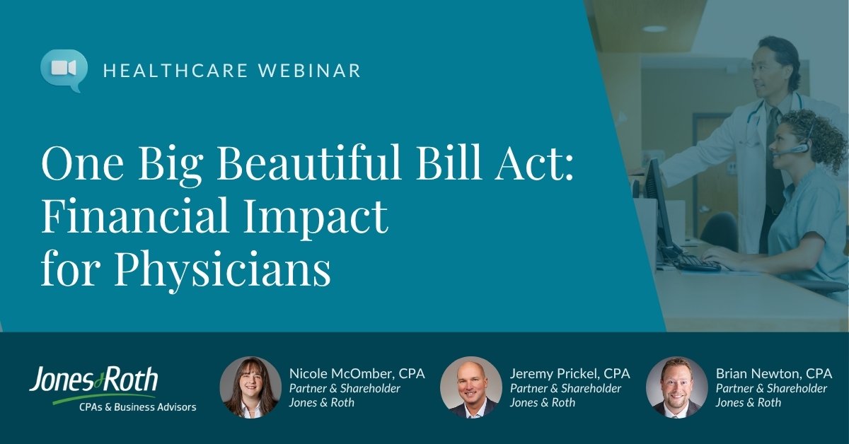HC Webinar Featured Image – Oct 2025 Informational image about "One Big Beautiful Bill Act – Financial Impact for Physicians" webinar