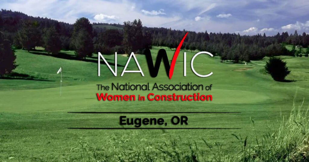 Image of a golf course with the logo of NAWIC