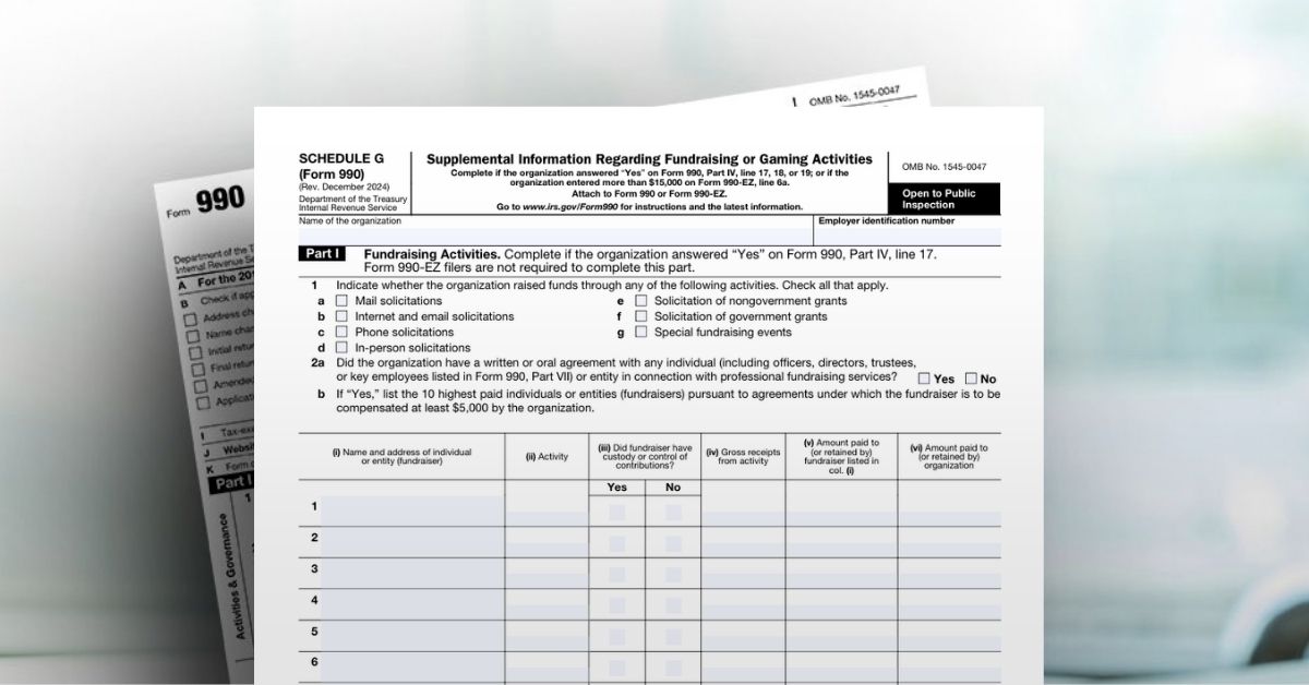 Tax Brief: Form 990, Schedule G — Fundraising and Gaming Activities