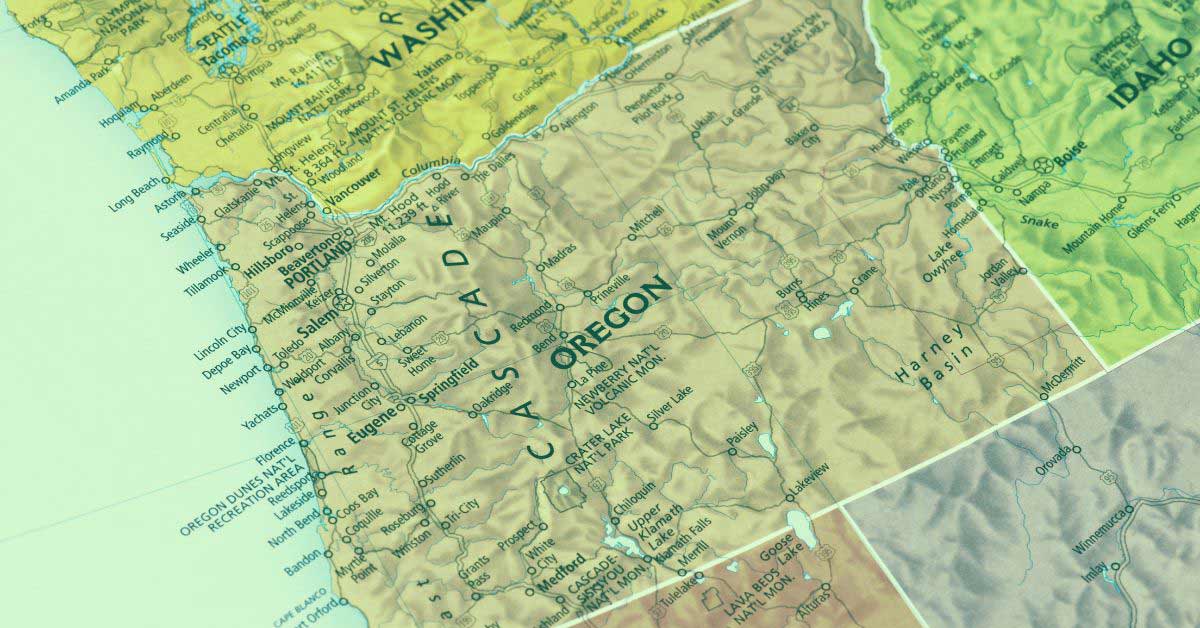 Image of the map of Oregon