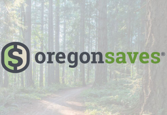 Image of trees with the OregonSaves logo