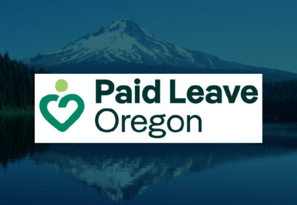 Image of Mount Hood and the Paid Leave Oregon logo