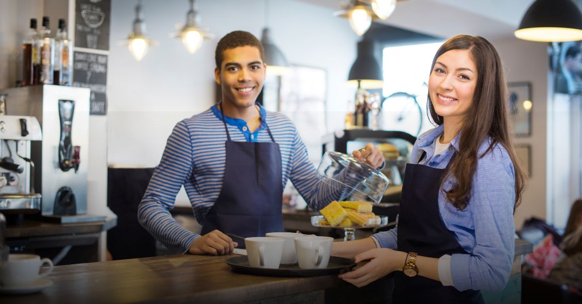 teenagers working at a coffee shop